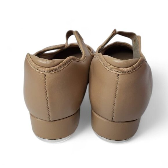 Capezio Tap Dance Shoes Women's Tan Arts Metal Tele Tone Heels Slip On 6.5 - Picture 7 of 9